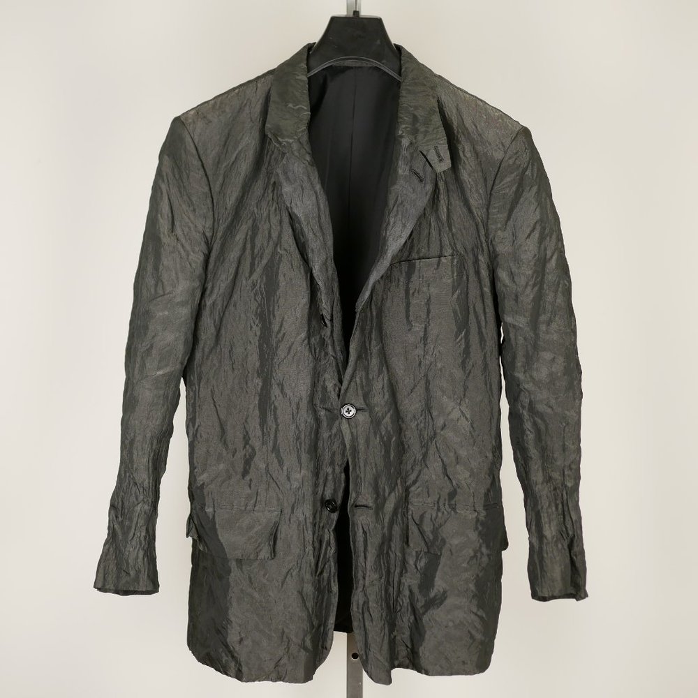 Yohji Yamamoto Pour Homme Spring 1999 Runway Crinkled Steel Blend Jacket (M)